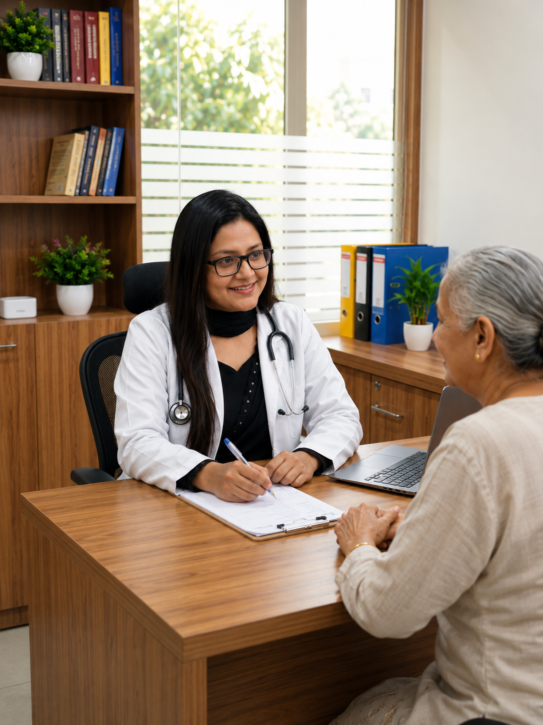 Dr. Bilkish Nadaf at consultation desk