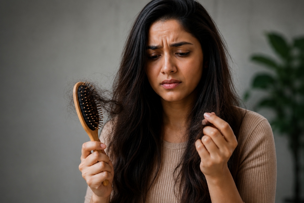 Hair Concerns Distressed Woman portrait